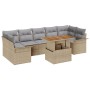 Juego de Sofá de Jardín de 8 Piezas con Cojines Beige Ratán Acacia de , Sofás de exterior - Ref: Foro24-3349300, Precio: 585,...