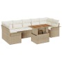 Juego de Sofá de Jardín de 8 Piezas con Cojines Beige Ratán Poli Acacia de , Sofás de exterior - Ref: Foro24-3349301, Precio:...