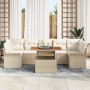 Juego de Sofá de Jardín de 8 Piezas con Cojines Beige Ratán Poli Acacia de , Sofás de exterior - Ref: Foro24-3349301, Precio:...