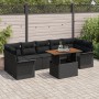 Set de Sofá de Jardín de 8 Piezas con Cojines Negro Poliratán Acacia de , Sofás de exterior - Ref: Foro24-3349302, Precio: 58...