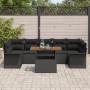 Set de Sofá de Jardín de 8 Piezas con Cojines Negro Poliratán Acacia de , Sofás de exterior - Ref: Foro24-3349302, Precio: 58...