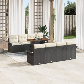 Juego de Sofás de Jardín de 9 Piezas con Cojines Negro Poliratán Acacia de , Sofás de exterior - Ref: Foro24-3349305, Precio:...