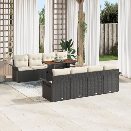 Juego de Sofás de Jardín de 9 Piezas con Cojines Negro Poliratán Acacia de , Sofás de exterior - Ref: Foro24-3349305, Precio:...