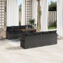 Set de 9 Piezas de Sofá de Jardín con Cojines Negro de Ratán Poliéster Acacia de , Sofás de exterior - Ref: Foro24-3349309, P...