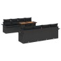 Set de 9 Piezas de Sofá de Jardín con Cojines Negro de Ratán Poliéster Acacia de , Sofás de exterior - Ref: Foro24-3349309, P...