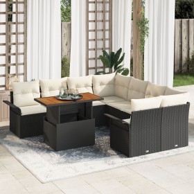 Set de Sofá de Jardín de 9 Piezas con Cojines Negro Ratán de , Sofás de exterior - Ref: Foro24-3349312, Precio: 562,18 €, Des...
