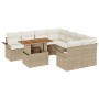 Conjunto de Sofá de Jardín de 9 Piezas con Cojines Beige Ratán Poliuretano de , Sofás de exterior - Ref: Foro24-3349315, Prec...