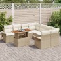 Conjunto de Sofá de Jardín de 9 Piezas con Cojines Beige Ratán Poliuretano de , Sofás de exterior - Ref: Foro24-3349315, Prec...