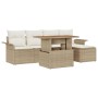 Conjunto de Comedor de Jardín de 6 Piezas con Cojines Beige Ratán Poliéster Acacia de , Sofás de exterior - Ref: Foro24-33493...