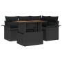 Conjunto de Comedor de Jardín de 5 piezas con cojines Negros de Poliratán y Acacia de , Sofás de exterior - Ref: Foro24-33493...