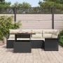 Conjunto de Comedor de Jardín de 6 Piezas con Cojines Negro Ratán Polimérico Acacia de , Sofás de exterior - Ref: Foro24-3349...