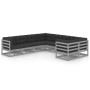 Set de muebles de jardín 8 pzas con cojines madera pino gris de vidaXL, Conjuntos de jardín - Ref: Foro24-3077026, Precio: 77...