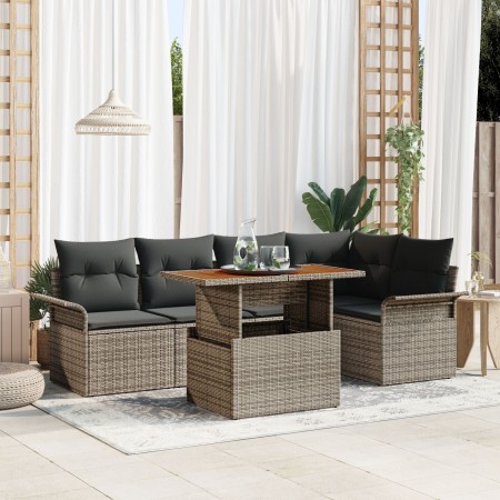 Set de Sofá de Jardín Juego de 6 Gris Ratán de , Sofás de exterior - Ref: Foro24-3349334, Precio: 428,04 €, Descuento: %