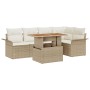 Set de comedor de jardín de 6 piezas con cojines en Beige de Poliratán de , Sofás de exterior - Ref: Foro24-3349336, Precio: ...