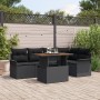 Conjunto de Comedor de Jardín de 6 Piezas con Cojines Negro de Poliratán Acacia de , Sofás de exterior - Ref: Foro24-3349337,...