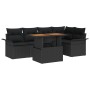 Conjunto de Comedor de Jardín de 6 Piezas con Cojines Negro de Poliratán Acacia de , Sofás de exterior - Ref: Foro24-3349337,...