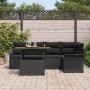Conjunto de Comedor de Jardín de 6 Piezas con Cojines Negro de Poliratán Acacia de , Sofás de exterior - Ref: Foro24-3349337,...