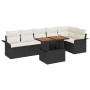 Juego de Comedor de Jardín de 7 Piezas con Cojines Negro Ratán Sintético Acacia de , Sofás de exterior - Ref: Foro24-3349340,...
