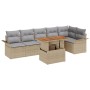 Set de Comedor de 7 Piezas para Jardín con Cojines Beige Ratán Sintético Acacia de , Sofás de exterior - Ref: Foro24-3349342,...