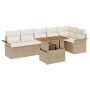 Conjunto de comedor de jardín de 7 piezas con cojines beige ratán poliéster acacia de , Sofás de exterior - Ref: Foro24-33493...