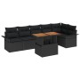 Conjunto de Comedor de Jardín de 7 Piezas con Cojines Negro Ratán Polietileno Acacia de , Sofás de exterior - Ref: Foro24-334...