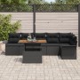 Conjunto de Comedor de Jardín de 7 Piezas con Cojines Negro Ratán Polietileno Acacia de , Sofás de exterior - Ref: Foro24-334...