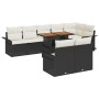 Juego de Comedor de Jardín de 9 Piezas con Cojines Negros de Poliratán y Acacia de , Sofás de exterior - Ref: Foro24-3349347,...