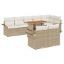Conjunto de Comedor de Jardín de 9 Piezas con Cojines Beige Rattan Acacia de , Sofás de exterior - Ref: Foro24-3349350, Preci...