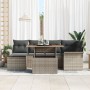 Conjunto de sofá de jardín Set de 7 Gris Poliratán, acero, vidrio de , Sofás de exterior - Ref: Foro24-3349355, Precio: 469,5...