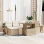 Conjunto de Comedor de Jardín de 7 Piezas con Cojines en Ratán Polibéige de de , Sofás de exterior - Ref: Foro24-3349357, Pre...