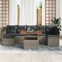Conjunto de Sofá de Jardín Set de 8 Gris Ratán Sintético y Madera de , Sofás de exterior - Ref: Foro24-3349362, Precio: 522,1...