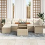 Juego de Comedor de Jardín de 8 Piezas con Cojines Beige Ratán Sintético Acacia de , Sofás de exterior - Ref: Foro24-3349364,...