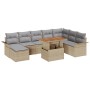 Conjunto de Comedor Jardín de 9 Piezas con Cojines Beige Ratán Poliéster Acacia de , Sofás de exterior - Ref: Foro24-3349370,...