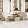 Conjunto de 9 Piezas de Comedor de Jardín con Cojines Beige de Poliratán Acacia de , Sofás de exterior - Ref: Foro24-3349371,...