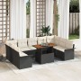 Juego de Comedor de Jardín de 10 Piezas con Cojines Negro Poliratán Acacia de , Sofás de exterior - Ref: Foro24-3349375, Prec...