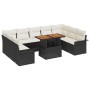 Juego de Comedor de Jardín de 10 Piezas con Cojines Negro Poliratán Acacia de , Sofás de exterior - Ref: Foro24-3349375, Prec...