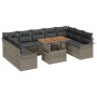 Conjunto de Sofá de Jardín Set de 10 Gris Rattan, Poliéster de , Sofás de exterior - Ref: Foro24-3349376, Precio: 647,64 €, D...