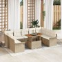 Conjunto de comedor de jardín de 10 piezas con cojines Beige Ratán Poliéster de , Sofás de exterior - Ref: Foro24-3349378, Pr...