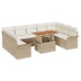 Conjunto de comedor de jardín de 10 piezas con cojines Beige Ratán Poliéster de , Sofás de exterior - Ref: Foro24-3349378, Pr...
