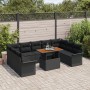 Juego de Comedor de Jardín de 10 Piezas con Cojines Negro Poliratán Acacia de , Sofás de exterior - Ref: Foro24-3349379, Prec...
