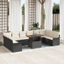 Conjunto de Comedor de Jardín de 11 Piezas con Cojines Mimbre Negro Poliratán Acacia de , Sofás de exterior - Ref: Foro24-334...
