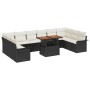 Conjunto de Comedor de Jardín de 11 Piezas con Cojines Mimbre Negro Poliratán Acacia de , Sofás de exterior - Ref: Foro24-334...
