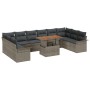 Conjunto de Sofá de Jardín Juego de 11 Gris, Negro Ratán, Poliéster de , Sofás de exterior - Ref: Foro24-3349383, Precio: 703...