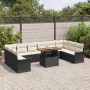 Conjunto de Comedor de Jardín de 11 Piezas con Cojines Mimbre Negro Poliratán Acacia de , Sofás de exterior - Ref: Foro24-334...