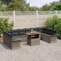 Conjunto de Sofá de Jardín Juego de 11 Gris, Negro Ratán, Poliéster de , Sofás de exterior - Ref: Foro24-3349383, Precio: 703...