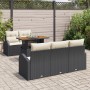 Conjunto de Comedor de Jardín de 6 Piezas con Cojines Negro de Ratán de Polietileno Acacia de , Sofás de exterior - Ref: Foro...