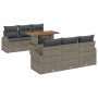 Juego de Comedor de Jardín de 7 Piezas con Cojines Gris Ratán Poliéster Acacia de , Sofás de exterior - Ref: Foro24-3349530, ...