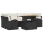 Juego de comedor de jardín de 7 piezas con cojines Ratán Poliéster Negro de , Sofás de exterior - Ref: Foro24-3349536, Precio...