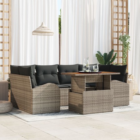 Juego de Sofá de Jardín Set de 7 Gris, Negro Aluminio, Olefina de , Sofás de exterior - Ref: Foro24-3349537, Precio: 480,62 €...