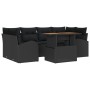 Juego de Comedor de Jardín de 7 Piezas con Cojines Negro de Ratán Poliéster de , Sofás de exterior - Ref: Foro24-3349540, Pre...